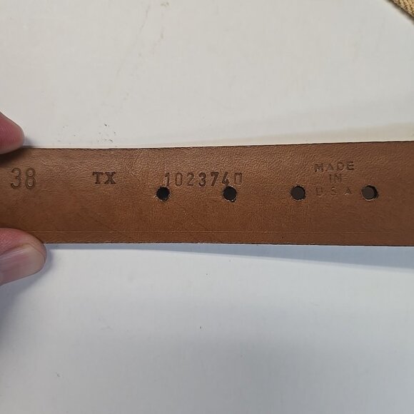 NWT Trafalgar Stretch Web Belt Made in USA Maize Brown Leather Tabs Made in USA - Picture 4 of 4